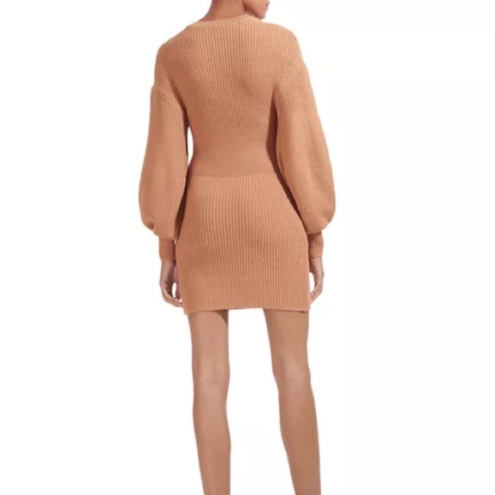 STAUD Marylebone Sweater Dress in Camel - Picture 2 of 14